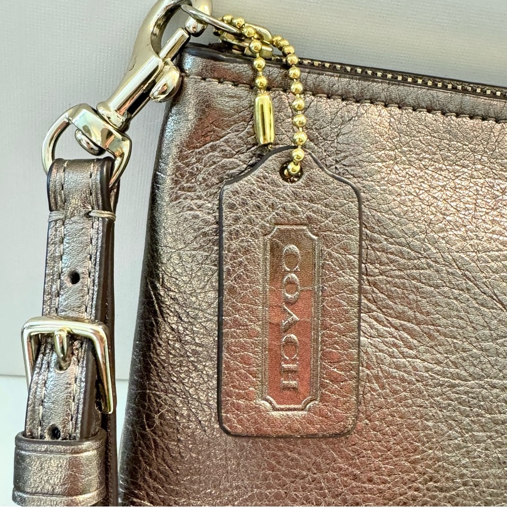Coach Bleeker Metallic Bronze Gold Leather Clutch Wristlet - Picture 5 of 13